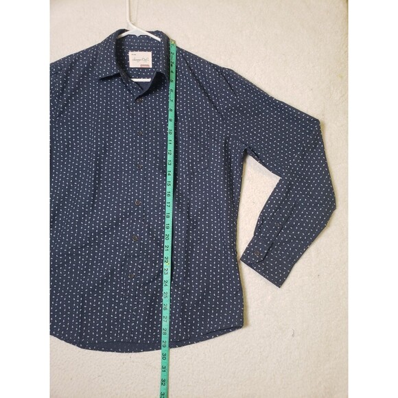 Sovereign Code Men Shirt Small Blue Paisley Poly Blend Long Sleeve Button Up - Picture 6 of 16